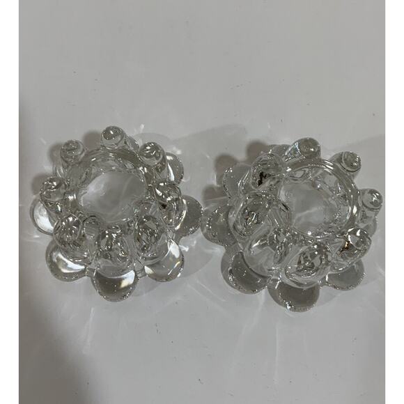 Vtg Clear Heavy Crystal Candleholder Candlestick Holder Taper Flower Shape NOS - Picture 8 of 14